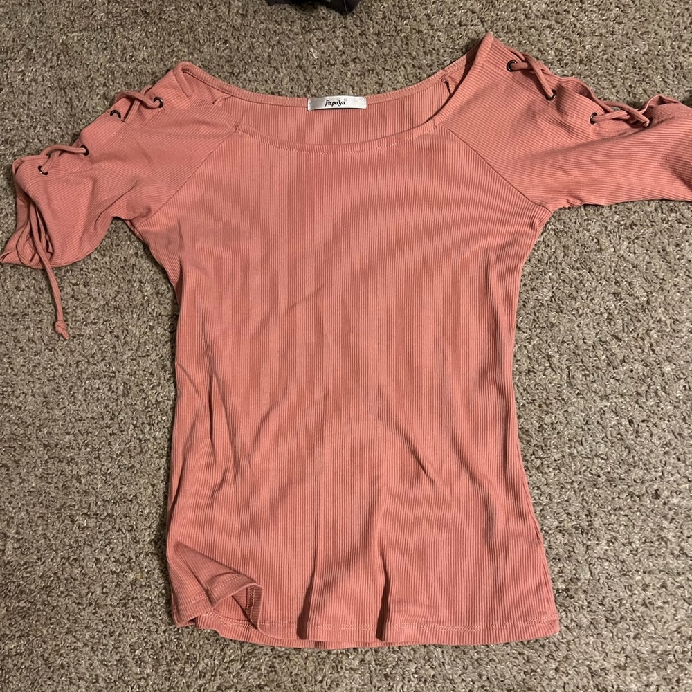 Pink lace up top